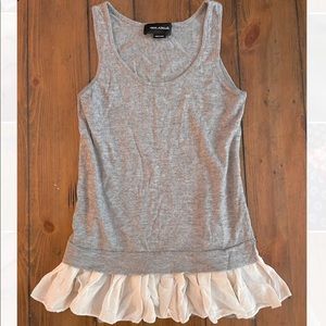 Yigal Azrouël Gray Ruffle Tank Top Size Medium